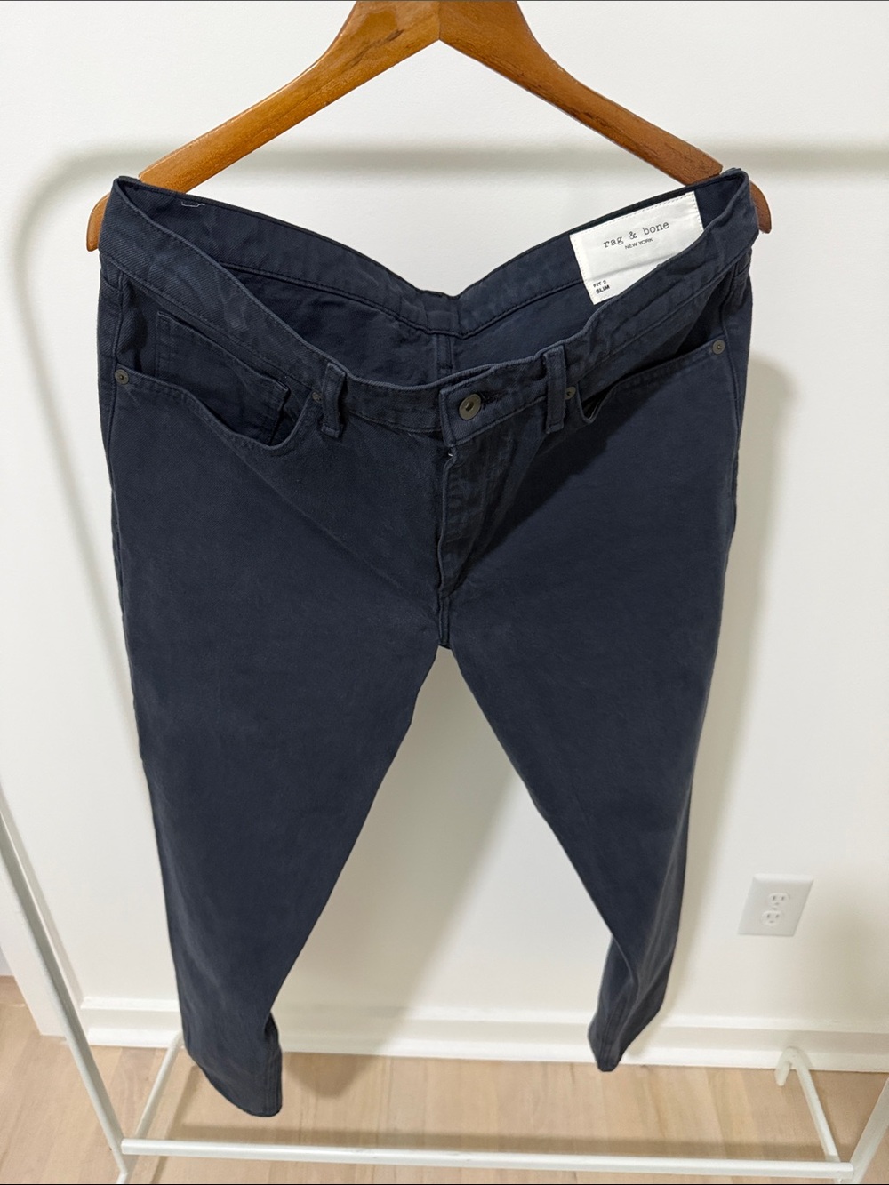 rag & bone Dark Navy Slim Cotton Pants